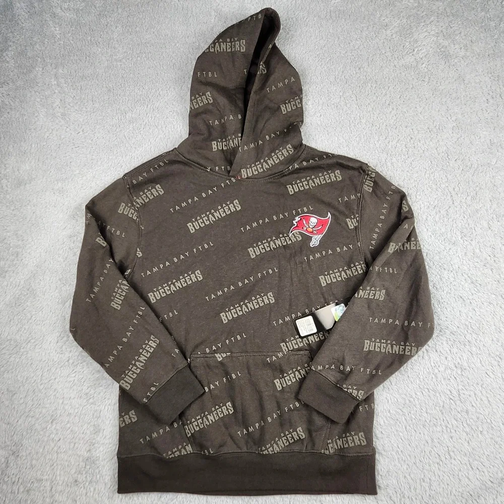 NFL Team Apparel Tampa Bay Buccaneers Hoodie Youth Large‎ 14-16 Brown AOP